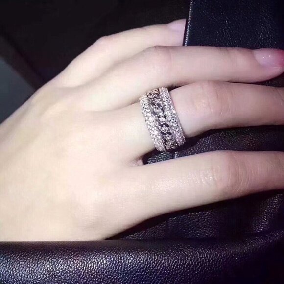 💍925 Silver Plated Three  Promise Anillos Fashio Luxury Eternity Ring,UNVN12296 - Picture 6 of 6